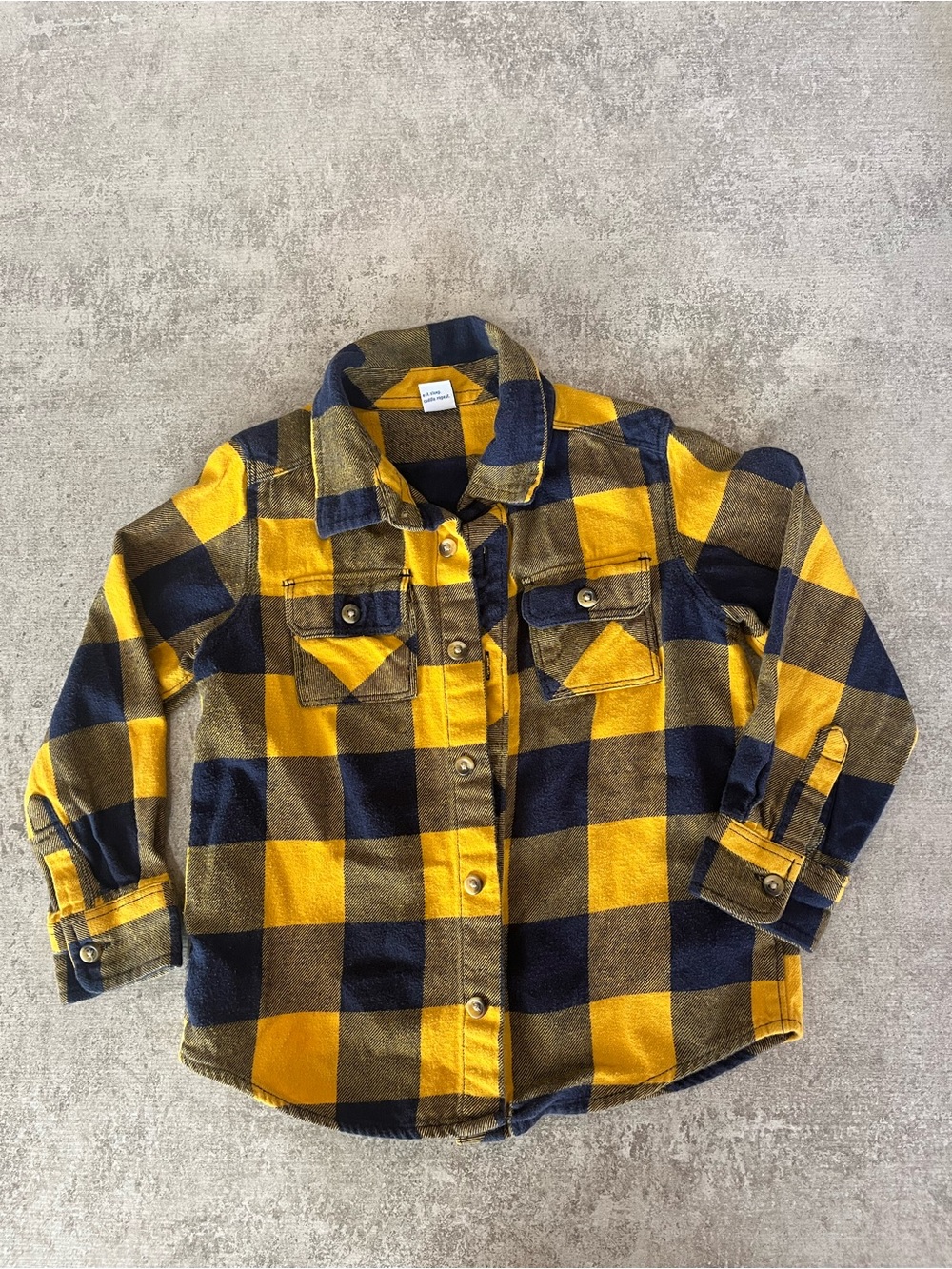Old Navy Yellow and Navy Plaid Button-Down Shirt for Kids
